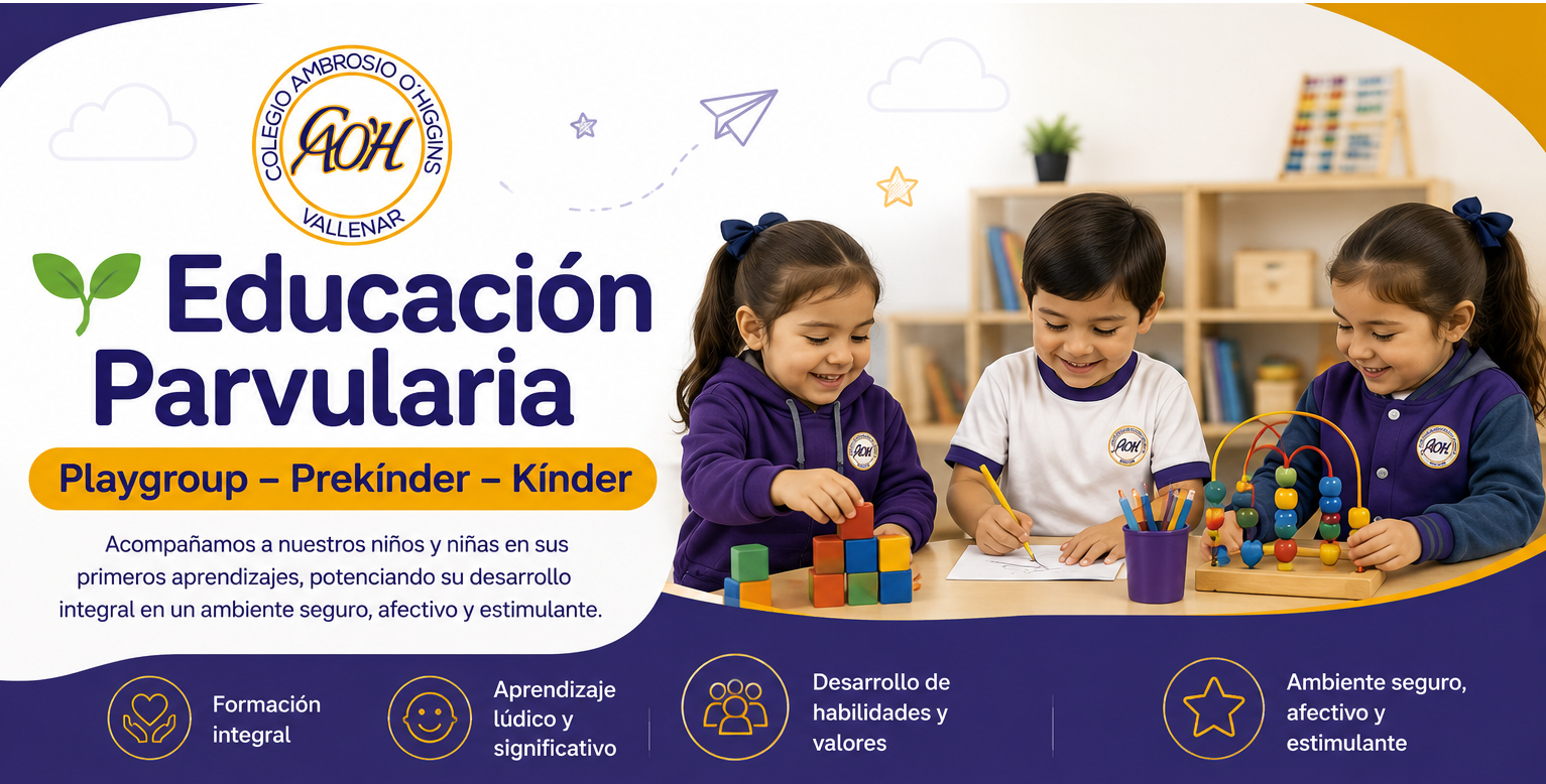 Playgroup – Prekínder – Kínder Favorecemos el desarrollo integral de los niños y niñas mediante experiencias de aprendizaje lúdicas, fortaleciendo la autonomía, la creatividad, la convivencia y las habilidades fundamentales para su ingreso a la educación básica."